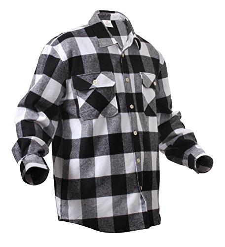 EXTRA HEAVYWEIGHT BRAWNY FLANNEL SHIRTS (Medium, White/Black)