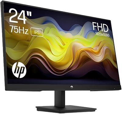 HP 24 inch FHD IPS Monitor 75Hz AMD FreeSync Tilt Adjust HDMI DP VGA Black