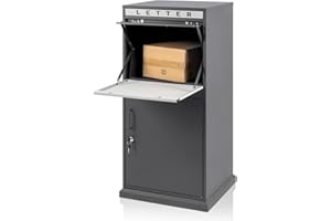 Ydocabinit Package Delivery Boxes for Outside, Extra Large Mailbox for Parcel, Galvanized Steel Parcel Mailbox, Wall Mounted Lockable Anti-Theft for Porch,Curbside, (Black, Large) (XXLarge)