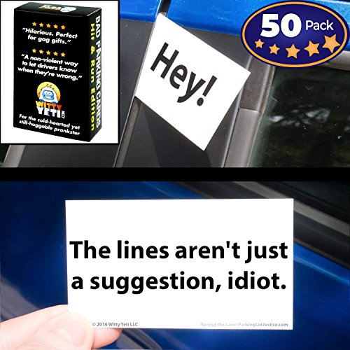 Bad Parking Cards 50 Note Pack. 5 Fun Designs For A Funny Gag Gift Or Prank Set