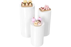 Set of 3 Elegant White Acrylic Cylinder Stands for Wedding Anniversary Birthday Celebration Table Decorations High Capacity P