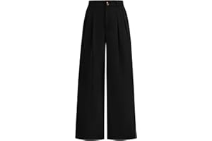 KIRUNDO Wide Leg Dress Pants for Women High Waisted Office Work Trousers Business Casual Slacks Button Flowy Palazzo Pant