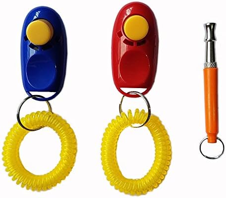 2 Pcs Dog Training Clicker with Wrist Strap Pet Training Clicker, 1 Pcs Dog Whistle For Dog Training