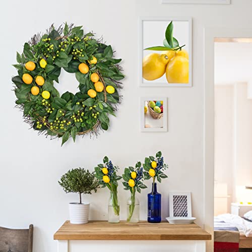 Valery Madelyn 24 Inch Lemons Wreath, Spring Summer Wreath for Front Door, with Artificial
