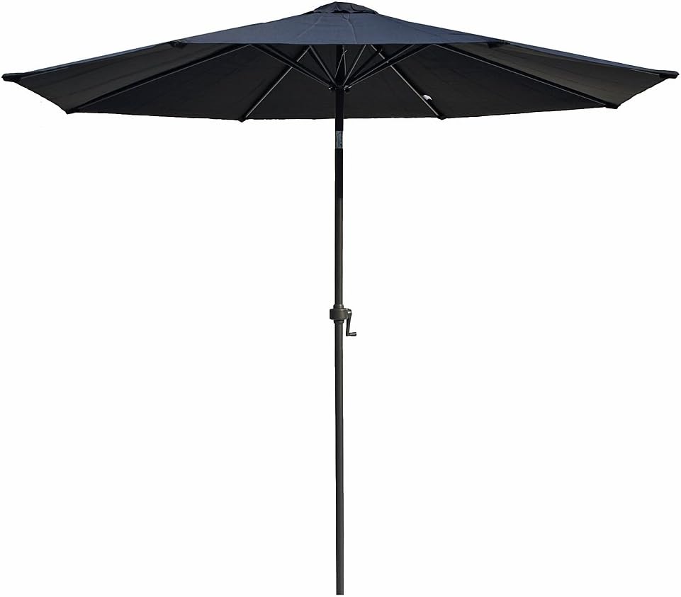 Le Papillon Garden Parasol Umbrella 2.4M Round for Outdoor Patio Terrace Sun Protection with Crank and Tilt Black