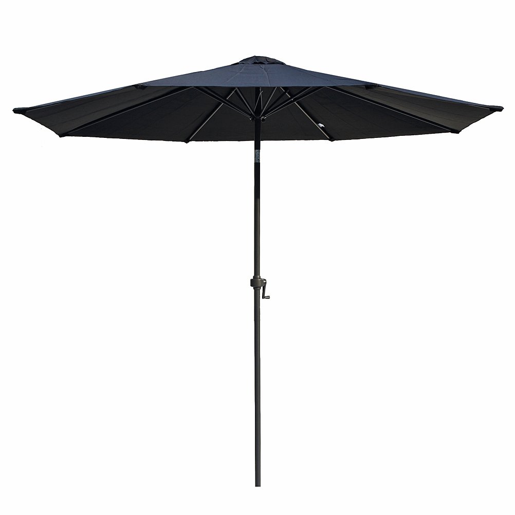 Le Papillon Garden Parasol Umbrella 2 4m Round For Outdoor Patio Terrace Sun Protection With Crank And Tilt Black Parasols