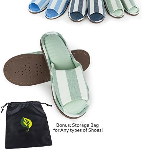 Relaxed Foot Slippers | Lightweight &amp; Memory Foam | 1 Pair with Storage Bag (Small, Green)