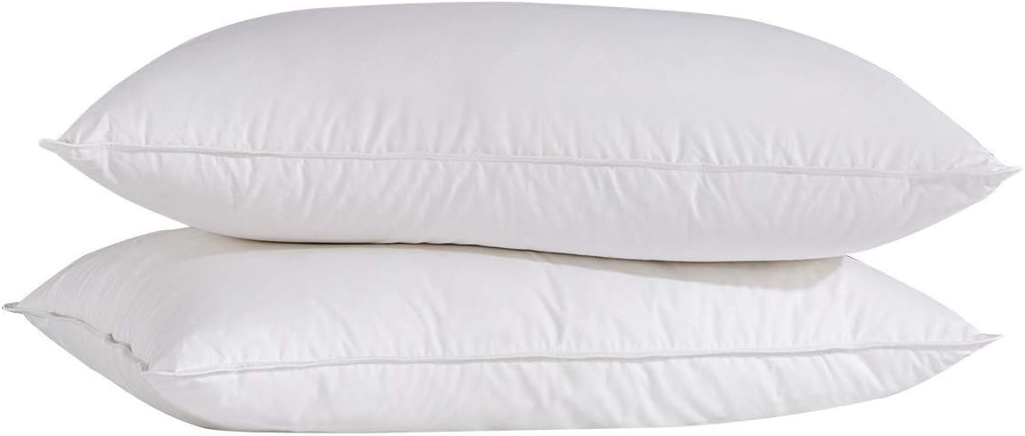 PEACE NEST Down Feather for Pillows Sleeping 100% Natural Cotton Cover for Side and Back Sleepers Set of 2 Standard/Queen Size