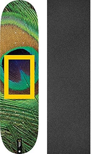 Element Skateboards NAT Geo Peacock Skateboard Deck - 8" x 31.75" with Black Magic Black Griptape - Bundle of 2 Items