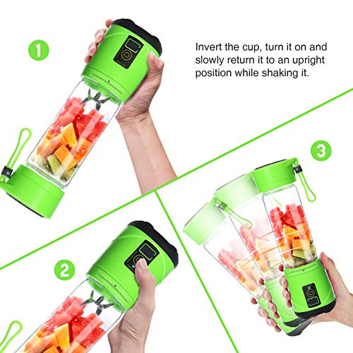 SUNAVO BL-10 Portable Blender Mixer USB Rechargeable,Blender Smoothie Single Served,USB Electric Safety Juicer Cup,Shakes and Smoothies Blender,USB Charging Sport Mini Juice Maker 148 watts,Green