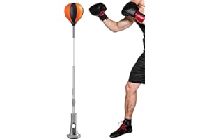 Heavy Bag with Stand, Boxing Training Equipment, Adjustable Height Punching Bag with Suction Base for Adults, Kids, Teens, Ho