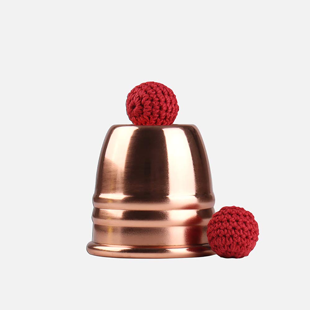 ZQION Chop Cup Magic Tricks Cup and Balls Close Up Magic Props Stage Illusions Magician accessories (Copper,Diamter 7cm)