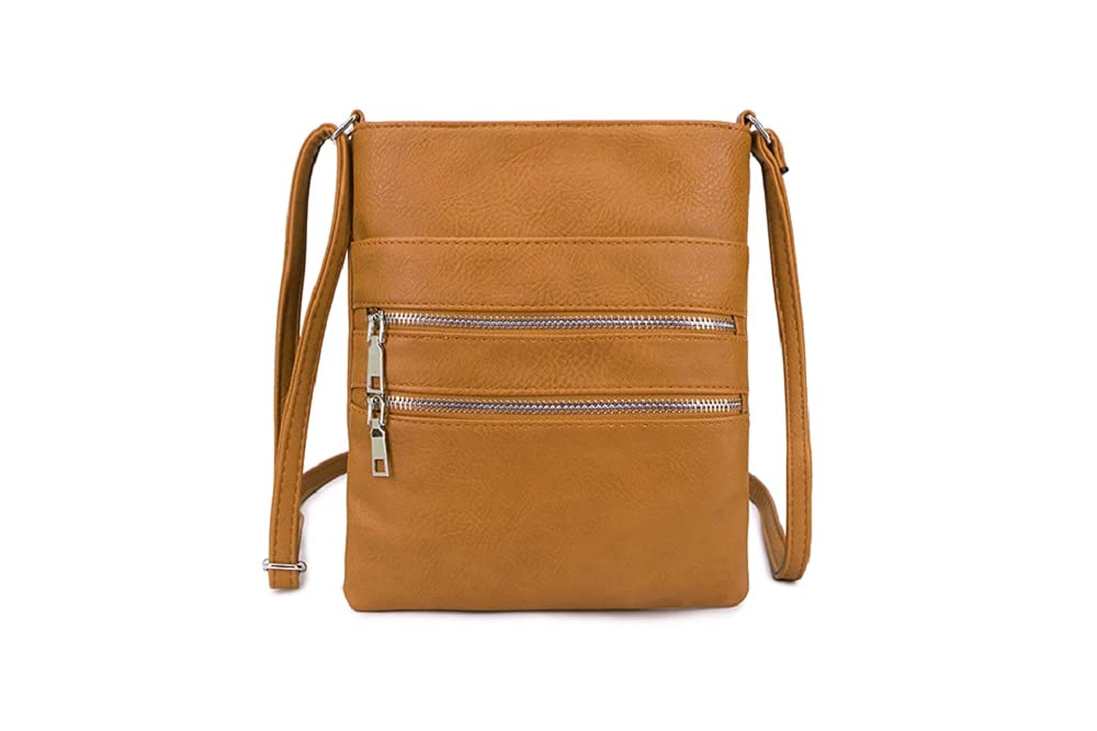 Women's Long & Son Medium Cross Body Bags 18802 (Mustard Yellow)