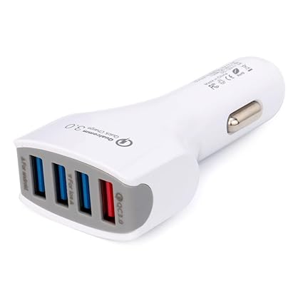 Wokee Schnelles Auto-Ladegerät 12V-24V Doppeltes USB-Auto-Adapter Neues Qualcomm bestätigte QC3.0 schnelle Gebühr mit vier US