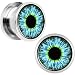 Body Candy Stainless Steel Blue Human Eye Screw Fit Plug Pair (5mm to 20mm)