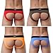 sandbank Men Sexy Bulge Pouch Open Crotchless Briefs Underwear Thongs Jockstrap(US M = Asian Tag L, 4 Pack-Mix color #3)