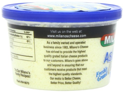 Milano's Asiago Cheese Deli Cup, Grated, 8 Ounce