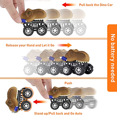 Dinosaur Toys for 3 Year Old Boys, Pull Back Car Dinosaur Toys for Kids, Dinosaur Car Toys Dino Pull Back Vehicle, Christmas Birthday Party Gift for 4 5 6 7 Years Old Boys Girls(16 Cards Included)