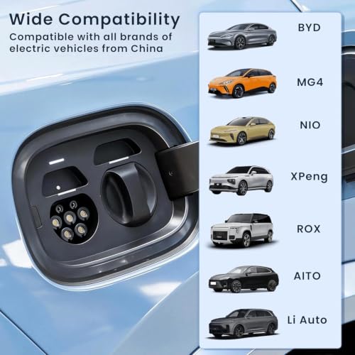 Premium EV Charger – GBT | 22kW, 3-Phase | WiFi & App Controls | 5m Cable | CEE Adapter | Weatherproof | LCD Display | Fits All Chinese EVs like BYD, ROX, AVATAR & More