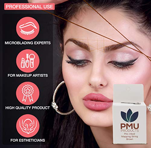 PMU BROWN Pre-Inked Microblading String for Brow Mapping - Measuring Tool for Marking Symmetrical Eyebrows (1 Pack) - Thumbnail 2