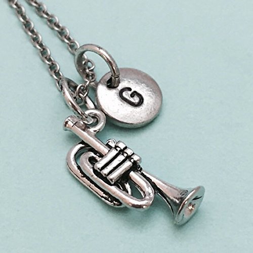 Trumpet necklace, trumpet charm, instrument, musician
