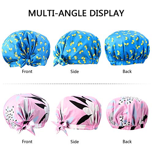 YISUN Shower Caps for Women - 2 PACK Double Layer Waterproof Bath Cap with Oxford Elastic Band, Reusable Shower Caps