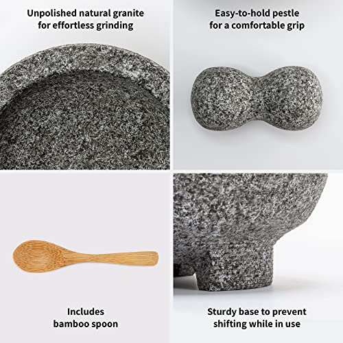 Giovy Brands USA Granite Mortar and Pestle Set Stone Bowl For