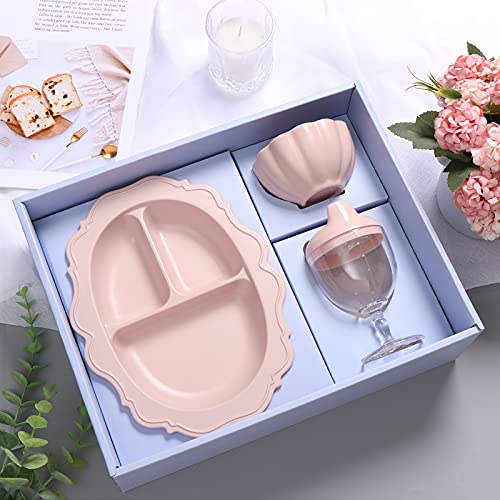 Crumye Princess Themed Kids Dinnerware Set Includes Fancy Wine Glass