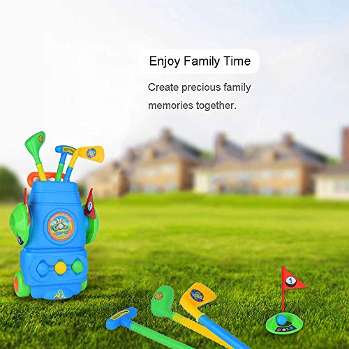 Portzon Golf Clubs, Golf Club Set with Wheels, 3 Clubs 3 Golf Balls Colorful Golf Accessories for Outdoor Sports - Thumbnail 6