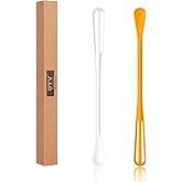 OYV 2-In-1 Mini Whisk and Spoon, Set of 2, 8.5-Inch, White/Yellow | Flexible And Lightweight, Comfortable Long Handle, Easy To Store, BPA-Free, For Eggs, Sauces, Coffee And Hot Chocolate