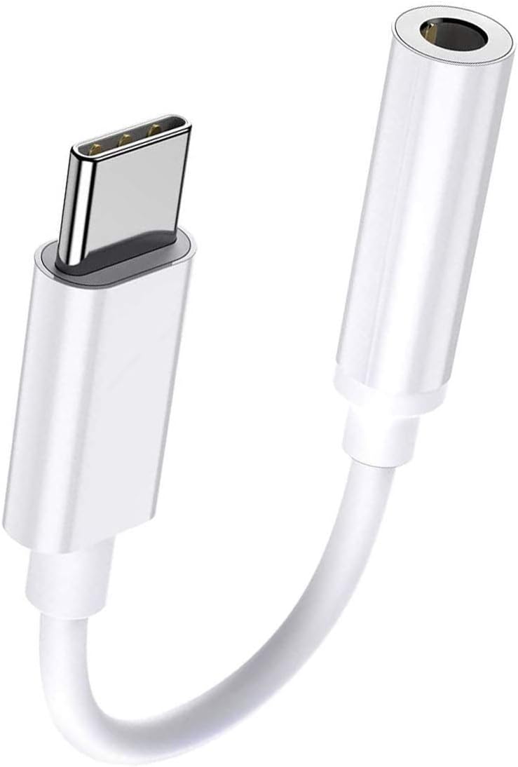 USB-C to 3.5 mm Headphone Jack Adapter for Huawei USB TYPE C to 3.5 mm AUX Audio Earphone Adaptor for Huawei P30 Pro/P20/P20 Pro/Mate 20 Pro/Mate 10 Pro, OnePlus 7T/7/6T, Xiaomi Mi 9/8 etc - White