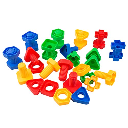 Jumbo Nuts & Bolts 32 pcs Sets - Stem Toys for Boys & Girls - Educational Toy for Baby & Toddler & 1 2 3 Year Olds Kids - Learning Colors & Shapes - Improving Matching & Motor Skills - Thumbnail 4
