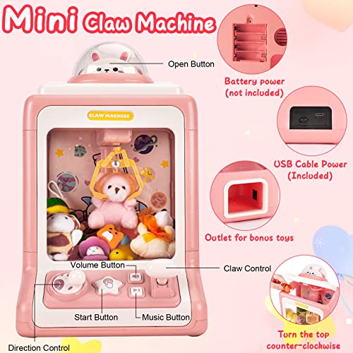 JHkim Mini Claw Machine for Kids, Candy Dispenser Toys for Girls