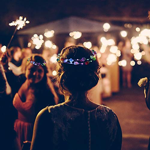 B bangcool LED Flower Crowns Headband, Light Up Flowers Wreath Hair Hoop Floral Headpiece Bulk Photograph Prop for Girls Women Wedding Graduation Festival Holiday Christmas Halloween Party(10PCS)