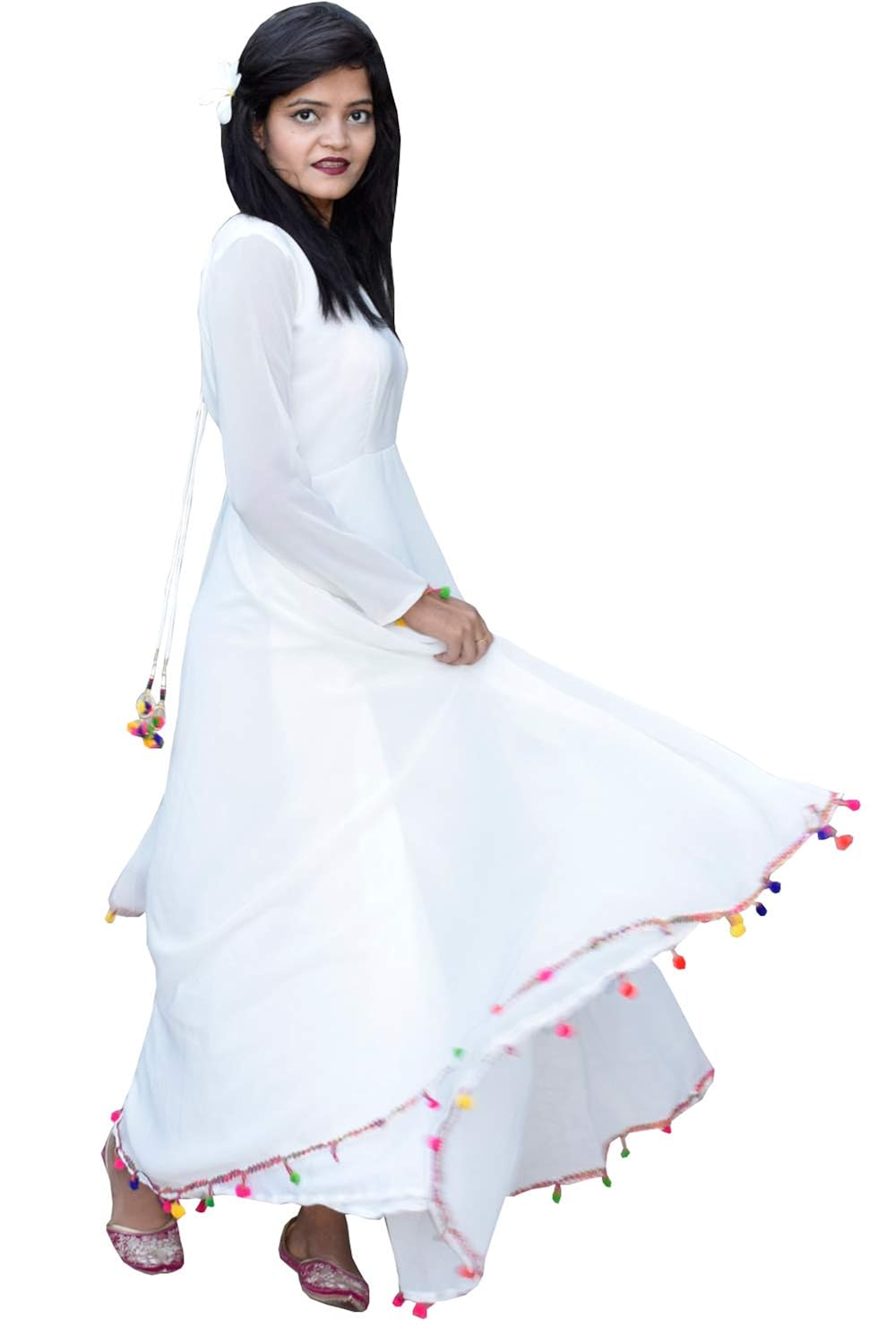 rajkumari women's georgette with shantoon lining lashkara anarkali dress