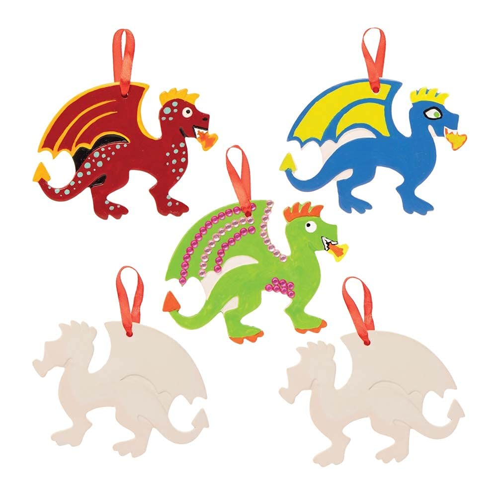 Baker Ross Dragon Ceramic Decorations - Pack of 5, Chinese New Year Craft Kit, Crafts for Kids (FE230), Red