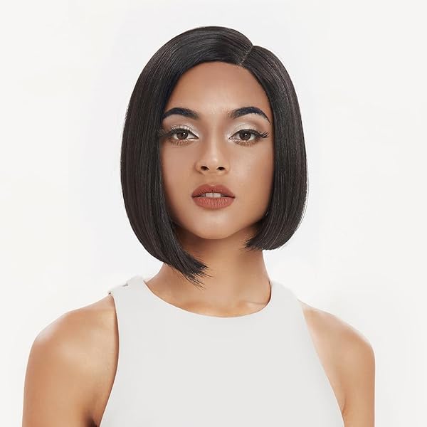 Amazon.com : DÉBUT Ombre Highlight Gray Short Bob Wigs Side Part