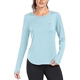 Womens UPF 50+ SPF Shirts Long Sleeve Sun Protection Clothing Quick Dry Lightweight with Thumb Hole for Workout HH2307 Light Blue XX-L
