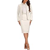 Allegra K Women's 2 Piece Suit Skirt Set Business Casual Outfits Long Sleeve Blazer and Pencil Skirt