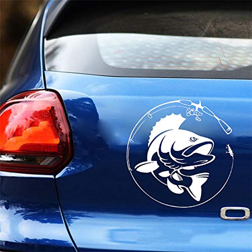 interjunzhan Fashion Auto Car Sticker Motorcycle Vehicle Decor Accessory for Fishing Rod Hobby Fish Vinyl White