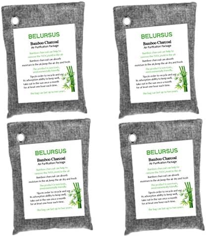 BELURSUS Charcoal Air Purifying Bag - 8 Pack - 250g Bags - Natural Home Air Freshener Bags - Car Freshener & Closet Air Purifier - Odor Eliminator