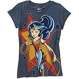 Wonder Woman in Star Girls' Licensed Short Sleeve Crew Neck Graphic T-Shirt