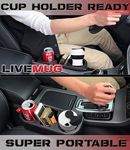 LIVEMUG Spittoon Bottle for Chewing Tobacco | Portable Spit Cup, Collapsible Silicone Dip Spitting Accessories | Spill Resistant Spitter Jug with Lid | Travel Spitune, Fits Cup Holders, 17 Oz, Black