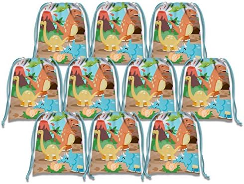 Little Dino Dinosaur Drawstring Bags Kids Birthday Party Supplies Favor Bags 10 Pack