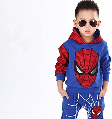 2Pcs Boys Spider-Man Pullover Hoodies+Pants Baby Clothing