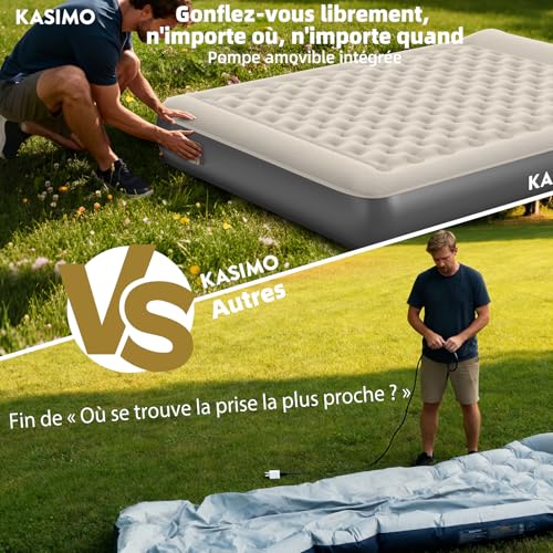 KASIMO 2 Person Inflatable Mattress, Built-in Wireless Electric Pump, TPU Material Inflatable Mattress, Quick Inflating 3 Min, Inflatable Bed 150 x 190 x 22 cm for Camping and Guests