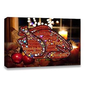 Canvas Wall Art Thanksgiving Day Theme Painting Artwork for Home Prints Framed - 12x18 inches