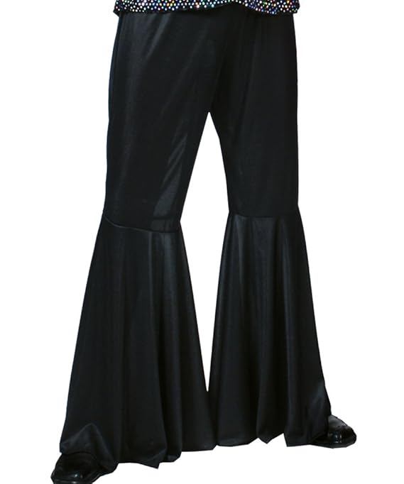 Karneval-Klamotten Hippie Hose Herren Kostüm schwarz Flower Power Hose Herren 70er 80er Jahre Schlaghose Größe 52/54