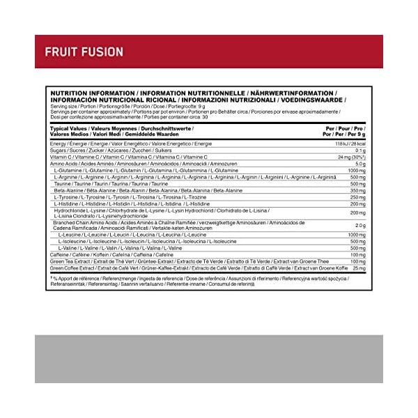 Optimum-Nutrition-Amino-Energy-Pre-Workout-Powder-Energy-Drink-with-Beta-Alanine-Vitamin-C-Caffeine-and-Amino-Acids-Fruit-Fusion-30-Servings-270-g-Packaging-May-Vary Optimum Nutrition Amino Energy Pre Workout Powder, Energy Drink with Beta Alanine, Vitamin C, Caffeine and Amino Acids…