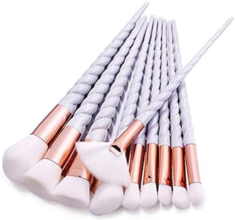Unicorn Makeup Brushes kit,Langcal 10 PCS Makeup Brushes Set Unicorn Design Handle Shape Professional Eye Contour Brush Foundation Brushes for Eyebrow Eyeliner Blush Cosmetic Blending Concealer Brushe